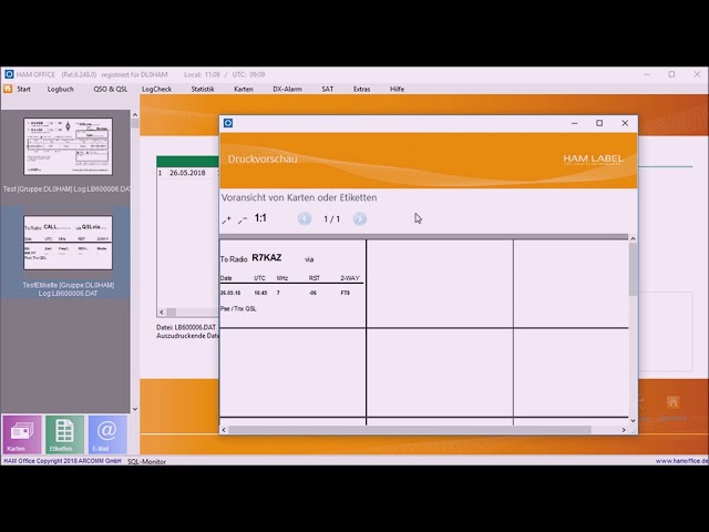 Youtube-Startbild zu QSL-Druck (Video 1): Einfhrung in den QSL-Druck mit HAM OFFICE .mein Logbuch & HAM LABEL