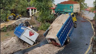 Download lagu KETENGGAK di tanjakan sampai muatan pasir BERSERAKAN di JALAN‼️truk hino 500 dan truk canter  mp3