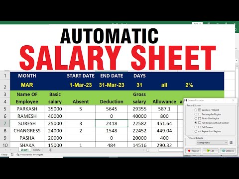 How TO Make salary sheet in excel with formula advance Formula
