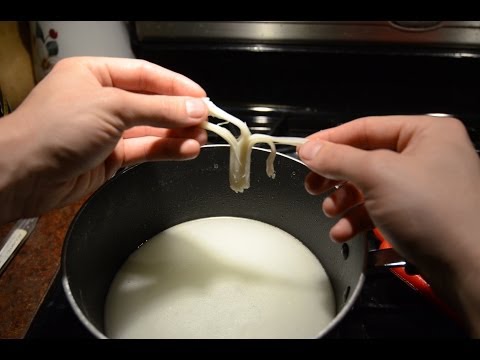 How to make homemade string cheese from mozarella - DIY guide 1080p