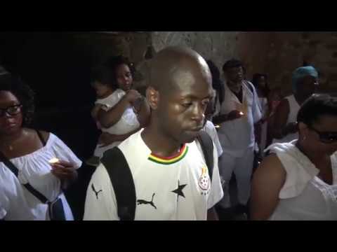 libations at Cape Coast Holocaust Dungeons - Ghana Nov 2018 Journey