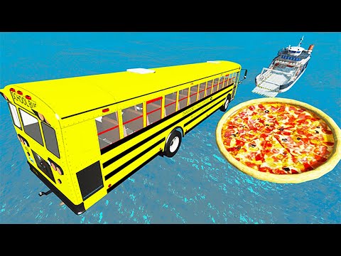 Random Car Jumps Over Giant Pizza - BeamNG drive