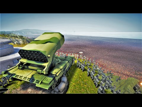4,000,000 ZOMBIES vs BEACH DEFENCES with RUSSIAN MLRS - Ultimate Epic Battle Simulator 2