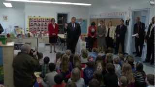 Christie Visits Elementary School Newly Reopened After Hurricane Sandy Damage