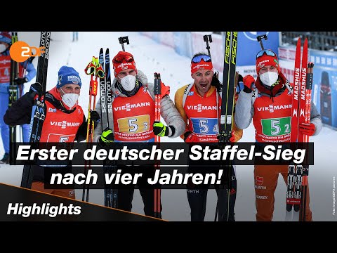 Knoten geplatzt: Deutsche Biathlon-Männerstaffel gewinnt ersten Weltcup seit 2017 | ZDFsport