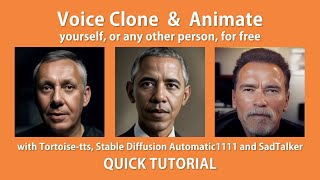 Clone of ANY voice and create a lip-synched animation with Tortoise-TTS and StableDiffusion