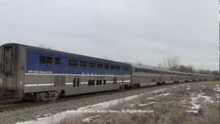 preview picture of video 'Amtrak #4 featuring Surfliner coach in Gorin, MO 1/8/13'