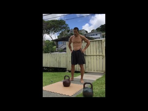 Day 76 Home Workout in Hawaii - Kettlebell Snatch (32 kg. @ 6:20) - July 25, 2020 11:06 am