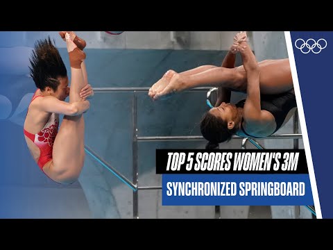 Top 5 Scores from Women's 3m Synchronized Springboard at Tokyo 2020! 💦