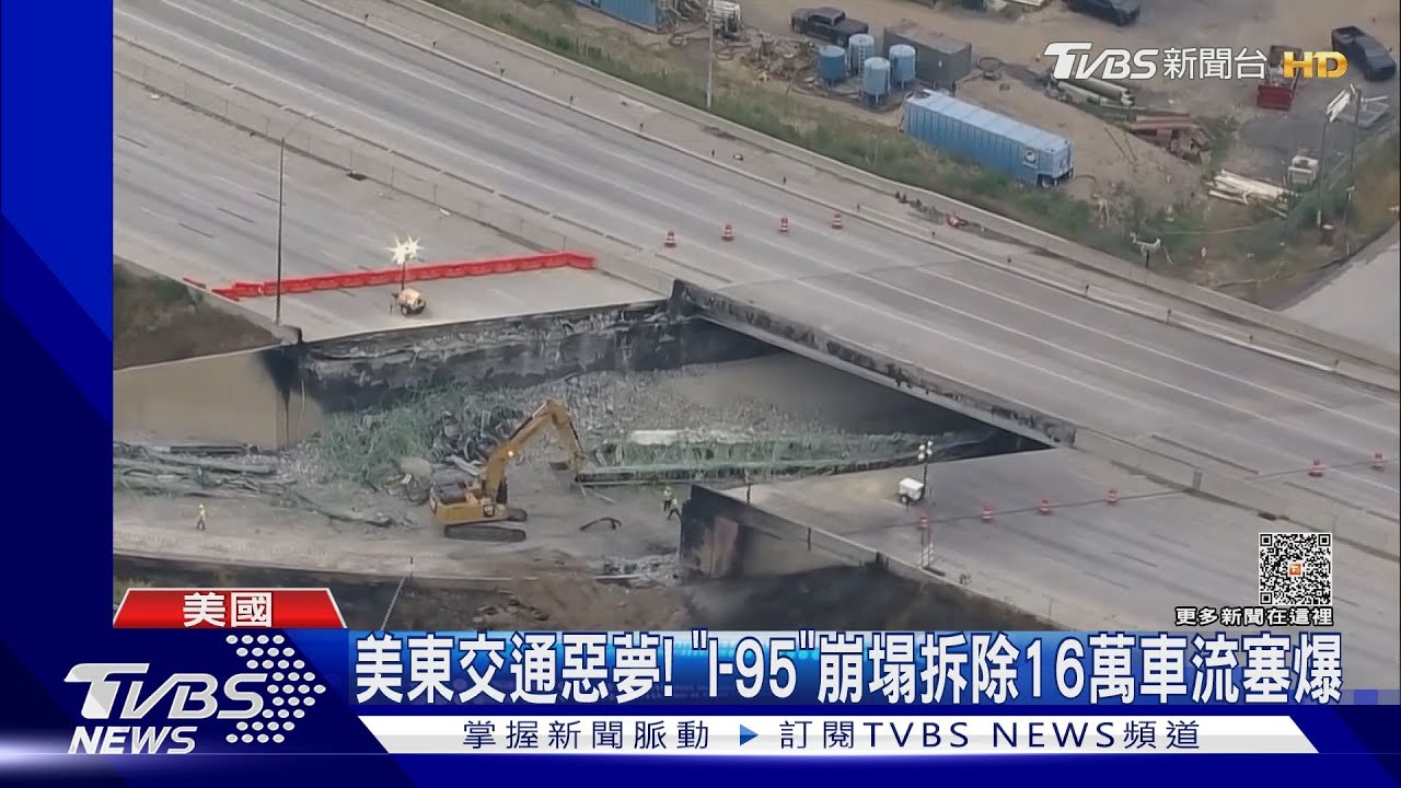 美東交通惡夢! 「I-95」崩塌拆除16萬車流塞爆