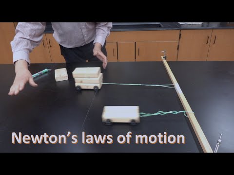 Newtons Laws of Motion demonstrated with wooden blocks