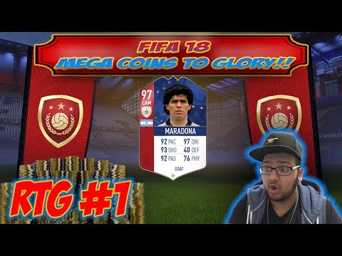 *NEW RTG SERIES*  FIFA 18 WORLD CUP MEGA COINS TO GLORY #1- OMG WE PACK 97 MARADONA!!!!