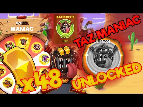 TAZ MANIAC unlocled! - golden ticket spin - JACKPOT - Looney Tunes World of Mayhem