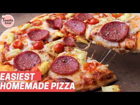 Easy Homemade Pizza | Quick Pizza Dough Recipe | Fresh Tomato Pizza Sauce Recipe | Jamila Azar Egypt