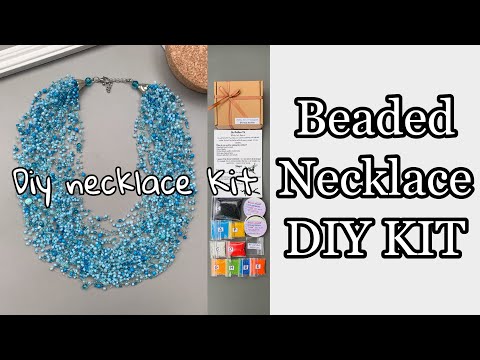 DIY Airy blue Bead Crochet necklace | multistrand necklace tutorial | easy beading jewelry