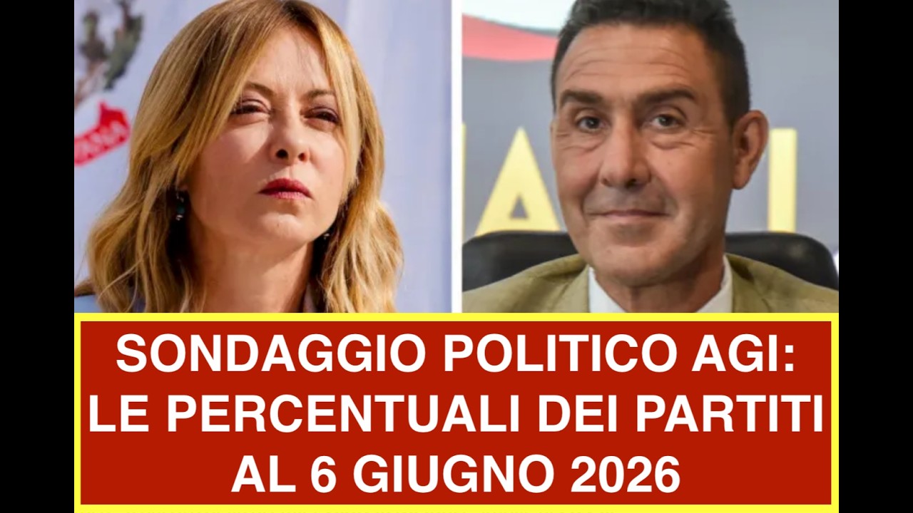 SONDAGGIO POLITICO AGI: LE PERCENTUALI DEI PARTITI AL 6 GIUGNO 2026
