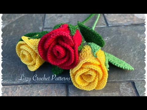 How to crochet a long stem Rose🌹step by step beginner friendly