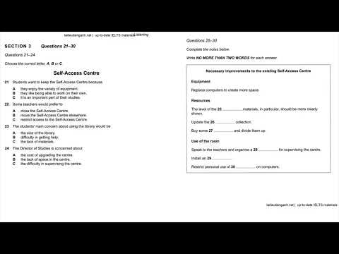 Self-Access Centre | IELTS LISTENING TEST | SECTION-3