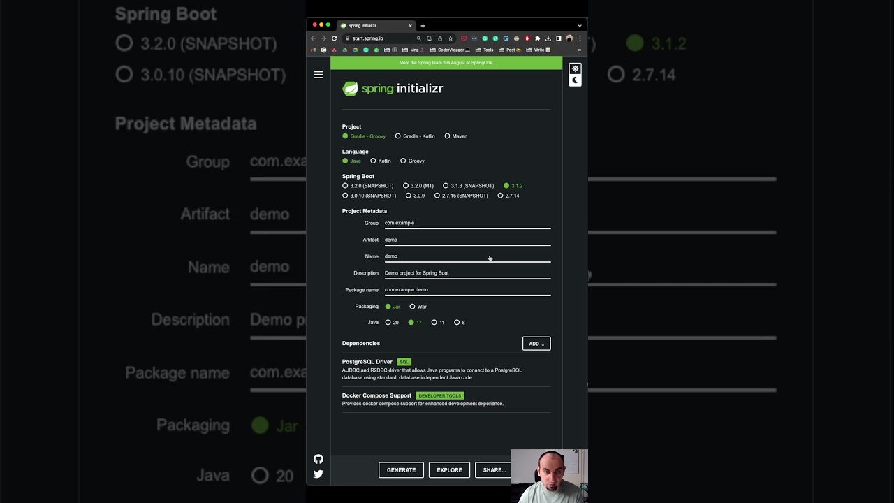 Tutorial: Postgres DB Docker Compose configuration for a Spring Boot project. #Java #Code
