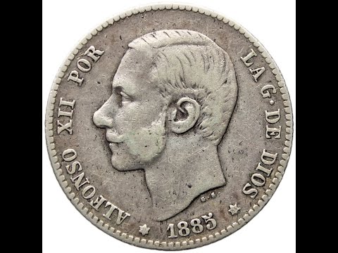 1885 Peseta Spain Coin Alfonso XII Silver