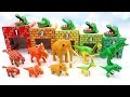 5 Color Dinosaur In Car Garge! Dinosaur Learn Names - Dino Mom & Baby Fun Video