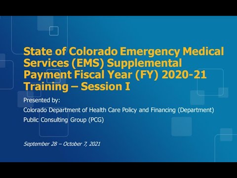 Public Emergency Medical Services (EMS) Supplemental Payment Training - Session II