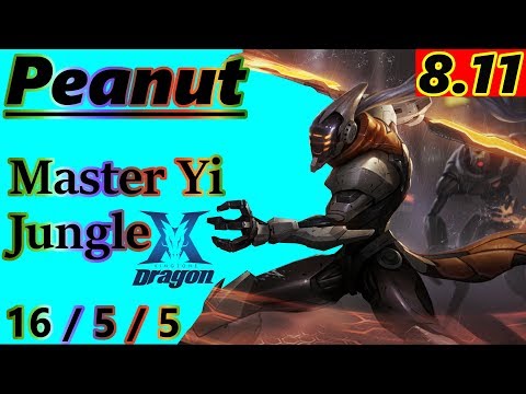 Peanut as Master Yi Jungle - S8 Patch 8.11 - Full Gameplay