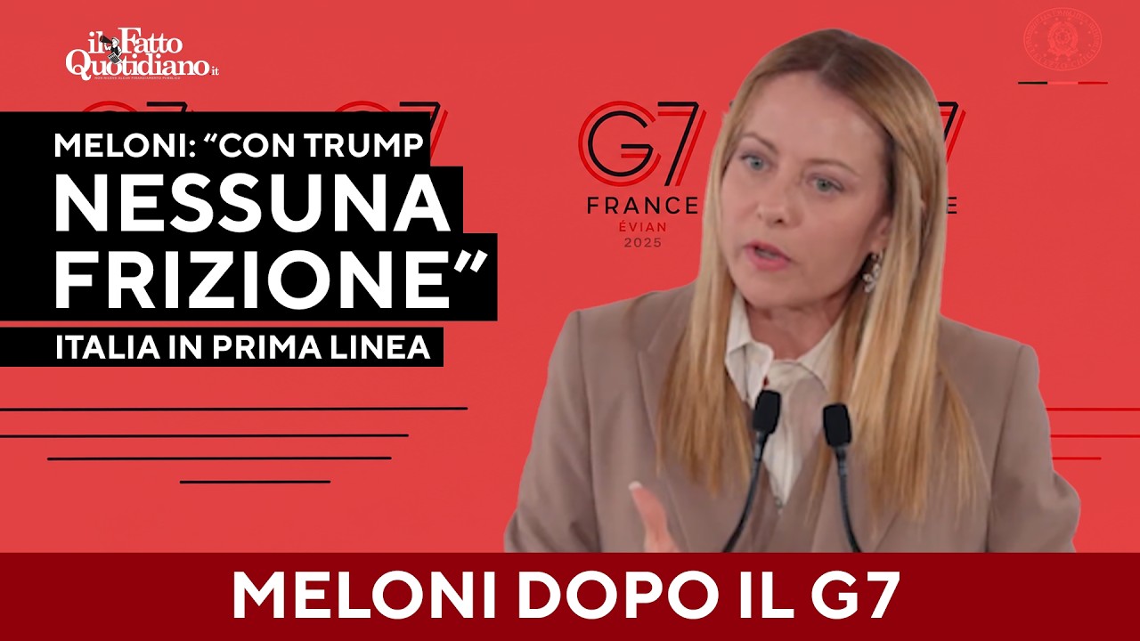 Meloni dopo il G7: “Con Trump piena convergenza su Ucraina e Iran”