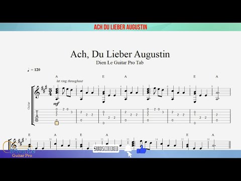 Ach Du Lieber Augustin for Guitar Tutorial with TABs