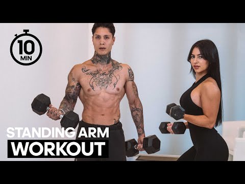 10 Min Standing Arms Workout | No Repeat With Dumbbells