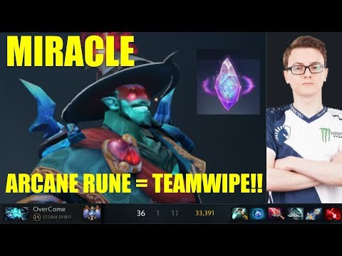 MIRACLE - STORM SPIRIT - LIGHTNING GOD!! ARCANE RUNE = TEAM WIPE!!
