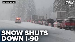 Snow conditions on I-90 near North Bend