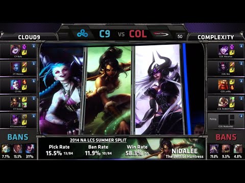 Cloud 9 vs compLexity | S4 NA LCS Summer split 2014 Week 9 Day 1 | C9 vs COL W9D1 G4 Full Game HD