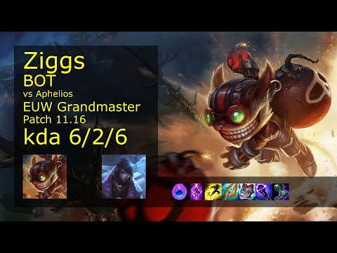 Ziggs Bot vs Aphelios - EUW Grandmaster 6/2/6 Patch 11.16 Gameplay