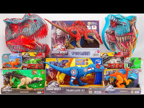 Jurassic World Unboxing Review ASMR | Dinosaur Head Scary Box, Captain T-rex, Spider Spinosaurus
