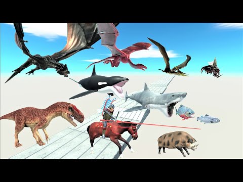 Speed ​​race.Land, sea and air units compete on a straight course! | Animal Revolt Battle Simulator