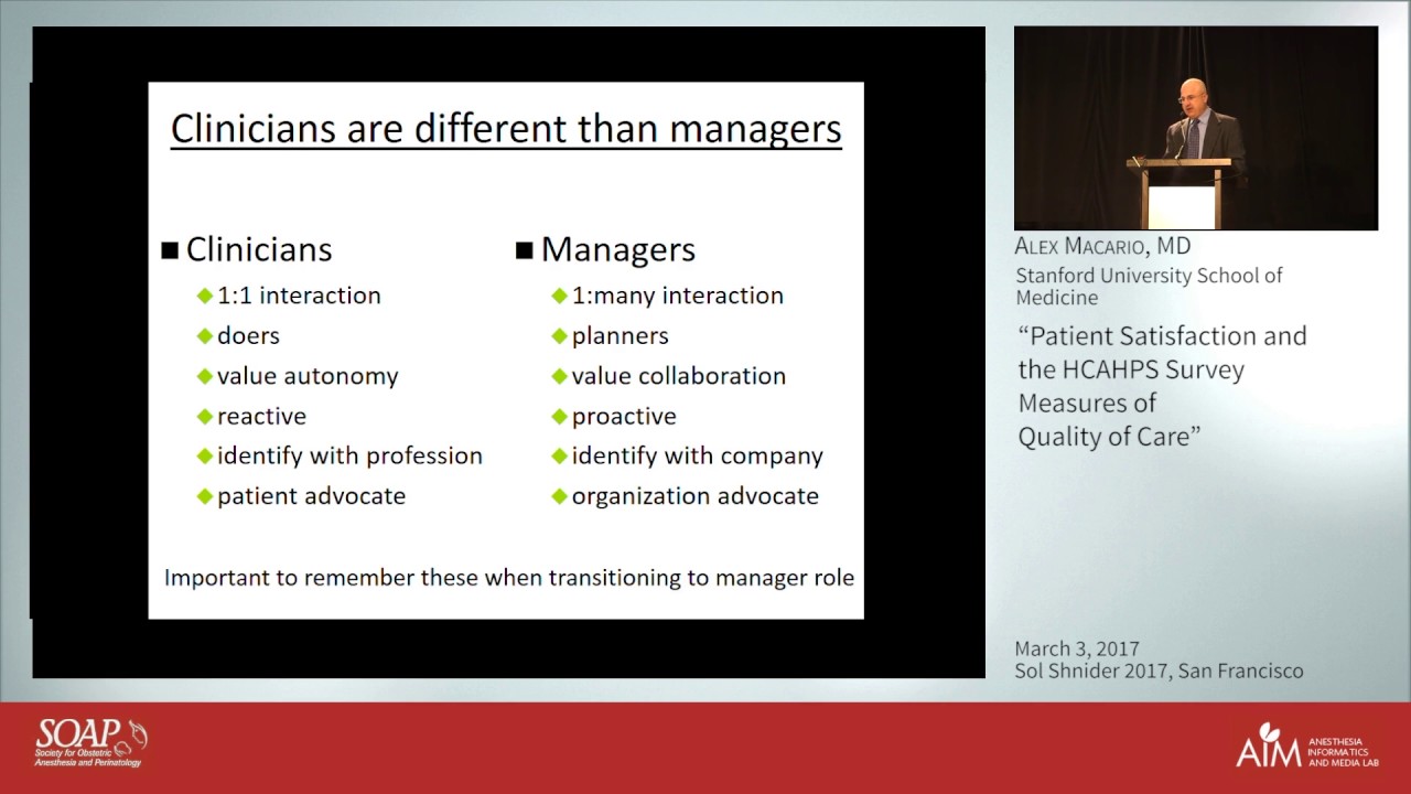 Patient Satisfaction and the HCAHPS Survey as Measures of Quality of Care - Alex Macario, MD