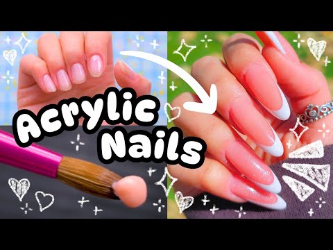 ‧₊˚🌈 HOW TO DO ACRYLIC NAILS AT HOME 💅 Easy Beginner Tutorial! 🌺˚₊‧