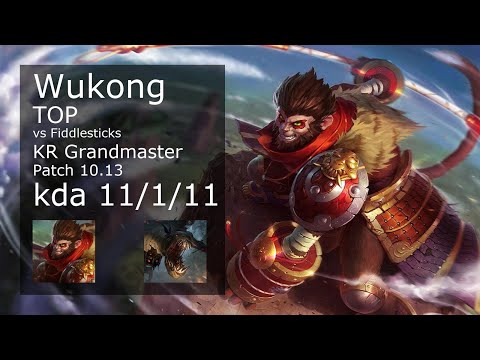 Wukong Top vs Fiddlesticks - KR Grandmaster 11/1/11 Patch 10.13 Gameplay // [롤] 오공 vs 피들스틱 탑
