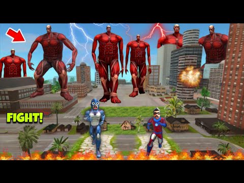 Rope Hero Fights Giant Titans in Vice Town