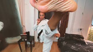 LadyBlackVenusX Powerful karate feet