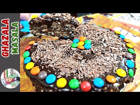 No Bake Chocolate Biscuit Cake In 15 Minutes | How To Make Chocolate Biscuit Cake