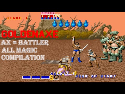 Golden Axe (AX = BATTLER) all magic compilation in a single video.