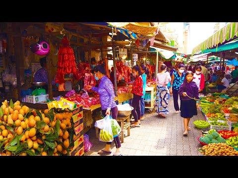 Daily Life In Market - Various Street Food For Sales At Boeung Trabaek Market