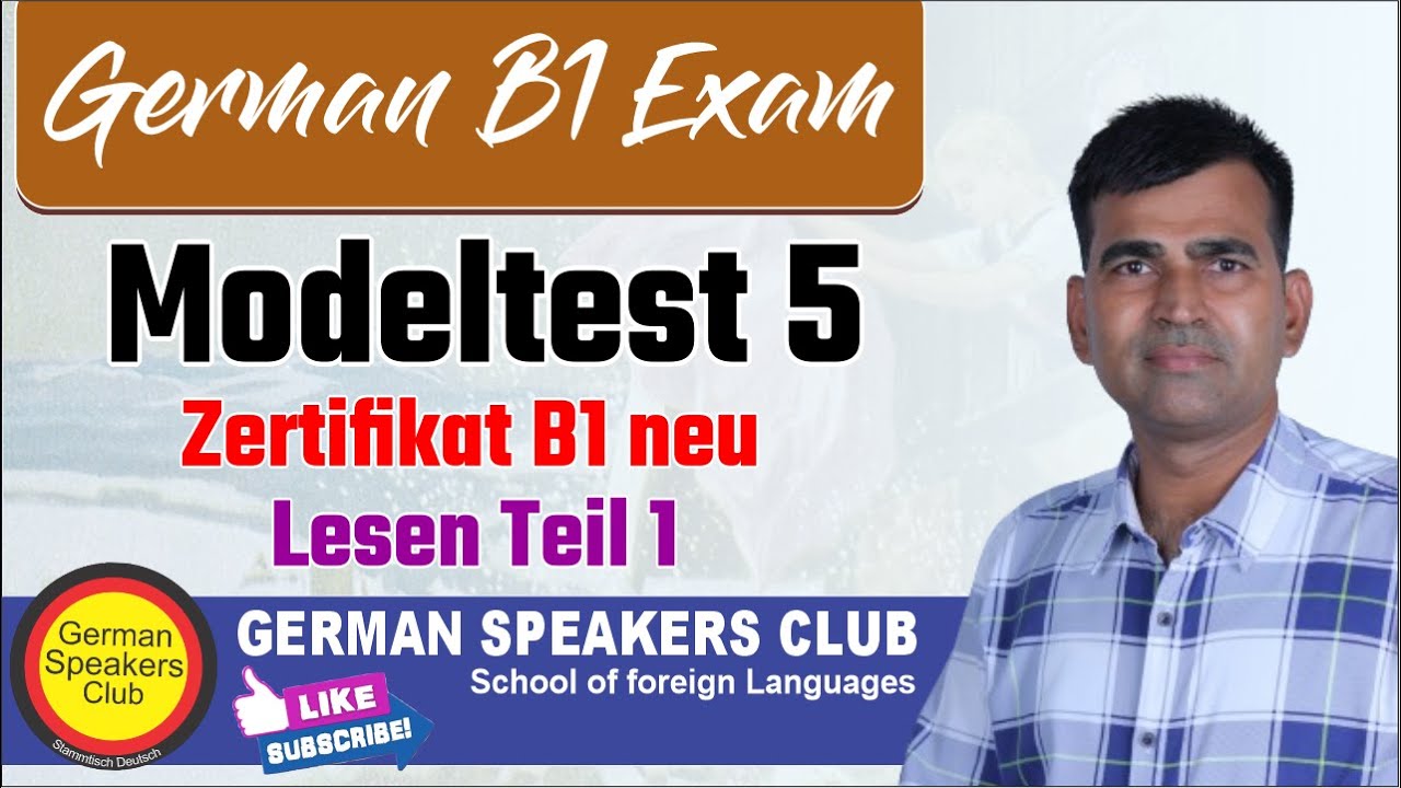 Zertifikat B1 Modellsatz | Modelltest-5 | Lesen  Teil-1 | German Reading Exam | Goethe Zertifikat