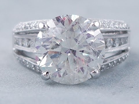 6.43 ctw Round Cut F SI1 Diamond Engagement Ring - BigDiamondsUSA