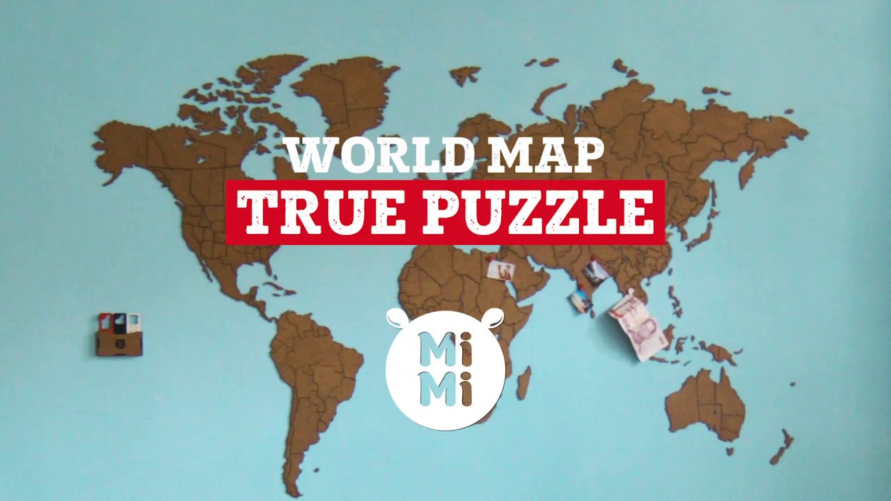 Homizmo Luxury Wooden World Map True Puzzle Brown (39.4"W x 23.6"H) video thumbnail