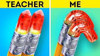 COOL WAYS TO SNEAK CANDIES INTO CLASS || DIY Edible School Supplies By 123 Go! Live