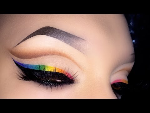 Sexy Cut Crease with Rainbow Eyeliner - Spring Makeup Tutorial