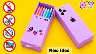DIY Easy Origami Pencil Box No Glue, No Scissors |Cute Paper Organizer |Paper Craft |School Project